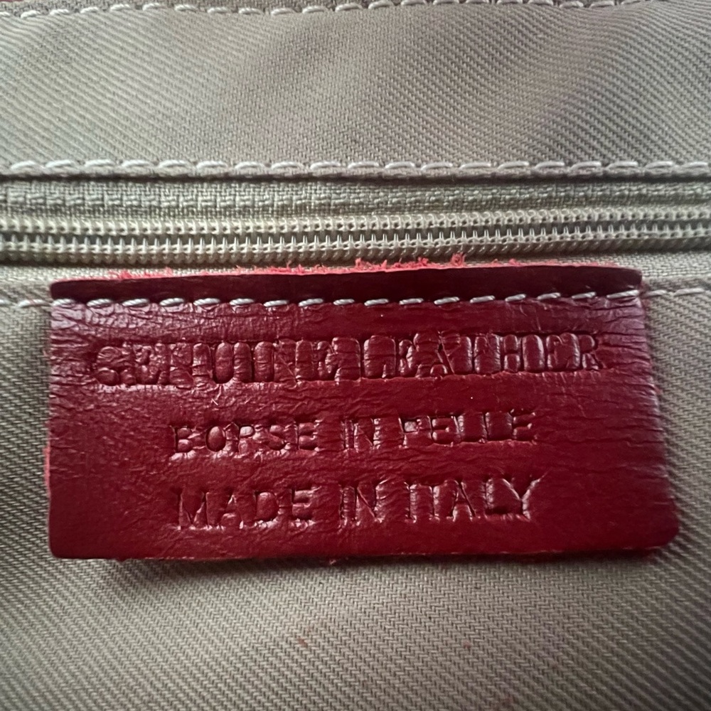 NWOT Red Italian Leather Handbag with Chain - Picture 2 of 5